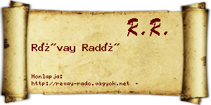 Révay Radó névjegykártya